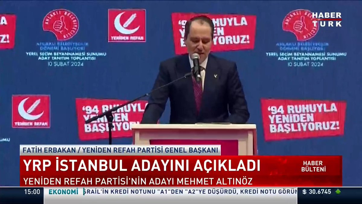 Yeniden Refah Partisi İstanbul adayını açıkladı. Yeniden Refah'ın İBB Başkan Adayı Mehmet Altınöz...