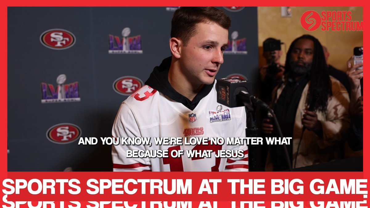 "We are loved no matter what because of what Jesus has done for us at the cross." San Francisco 49ers QB Brock Purdy continues to use his platform to share his faith in Jesus during Super Bowl week!