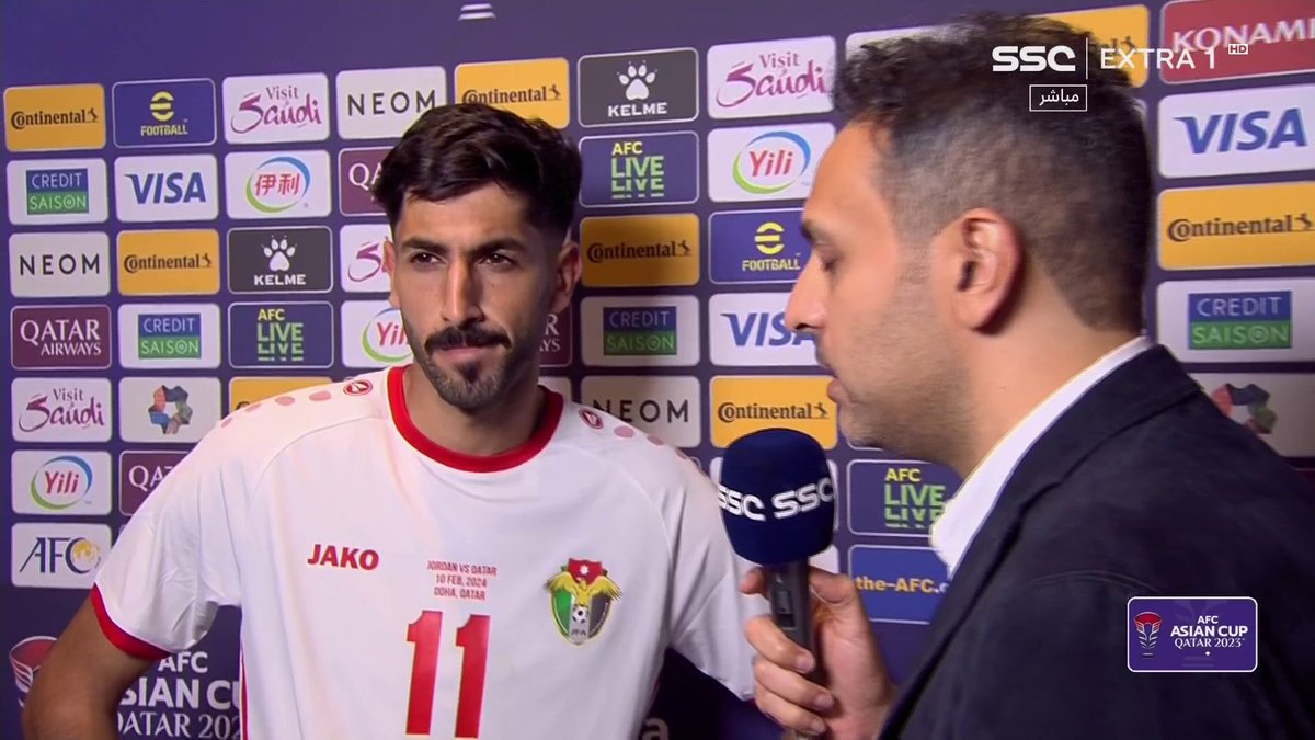 يزن النعيمات - لاعب منتخب الأردن في حديث خاص لـSSC: حكم المباراة يجب أن يكون تركيزه أكثر ومنصف ويعرف أنه يحكم نهائي كأس آسيا، وكان من المفترض أن يتم تعيين حكم ذو مستوى أعلى #الأردن_قطر #كأس_آسيا2023 | #SSC