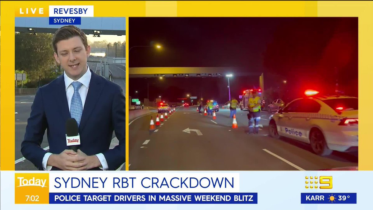 Drivers across Sydney have been targeted in a major RBT blitz – the biggest on the state's roads this year. #9News Jack Hahn
