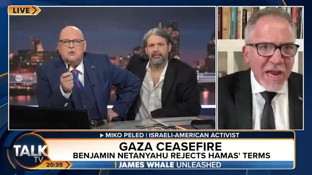 "Are you out of your God damn minds? You want to condemn the Palestinians? Damn you and shame on you both!" James Whale clashes with Israeli-American activist Miko Peled. James Whale MBE. Ash Miko Peled