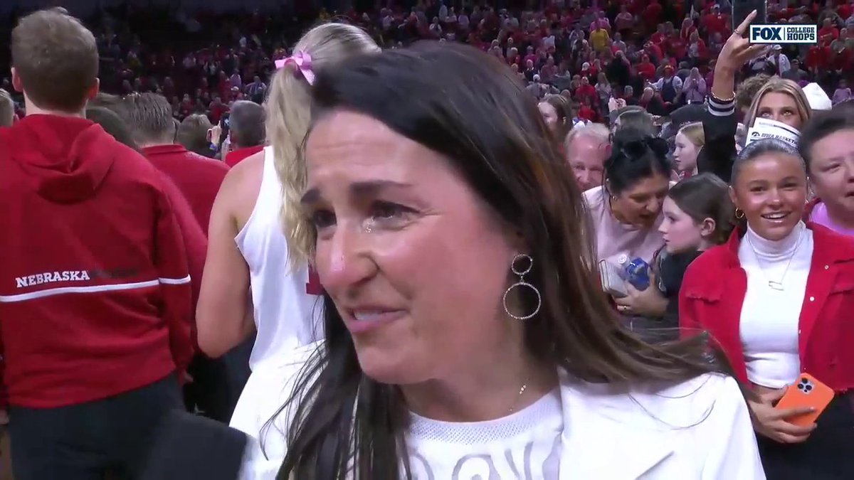 "I'm so proud of Husker nation, I'm so thankful to be the head coach at Nebraska." 🥹❤️ Nebraska HC Amy Williams caught up with Allison Williams after Nebraska Women's Basketball's HUGE upset victory over Iowa 👏