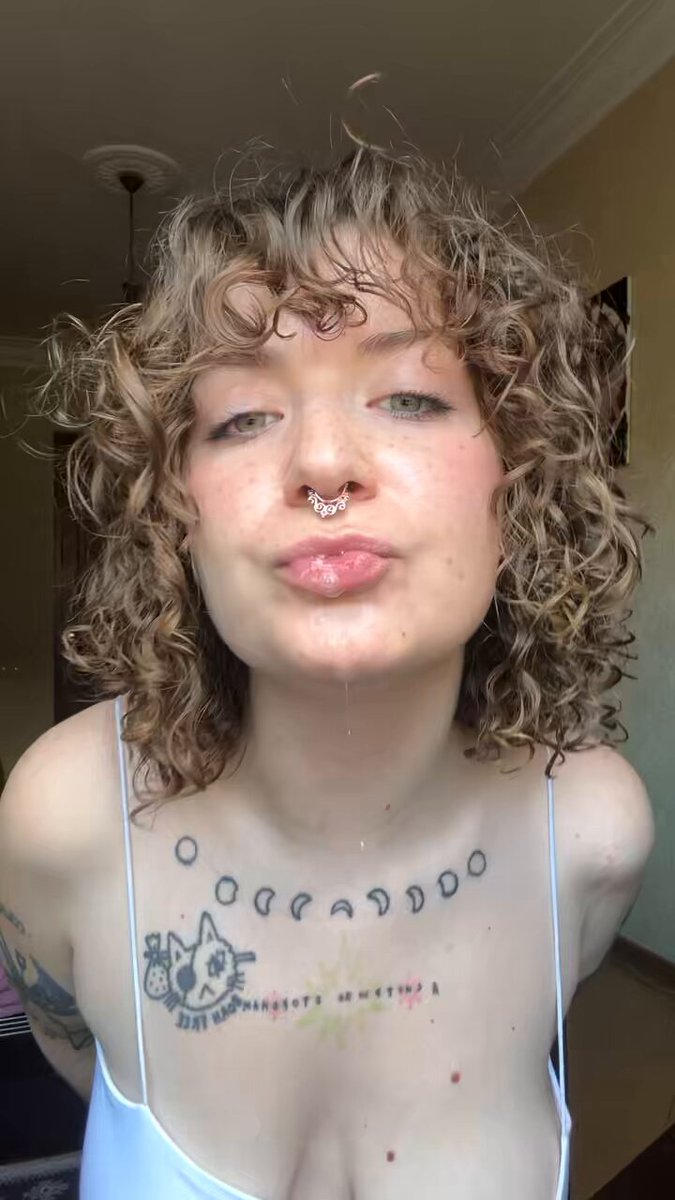 Would you like to drown in my saliva? 🫦 Full here ⤵️ #spit #drool #saliva #spitfetish #drooling #droolfetish #boobs #mouthfetish #mouth #tongue #curly #brunette