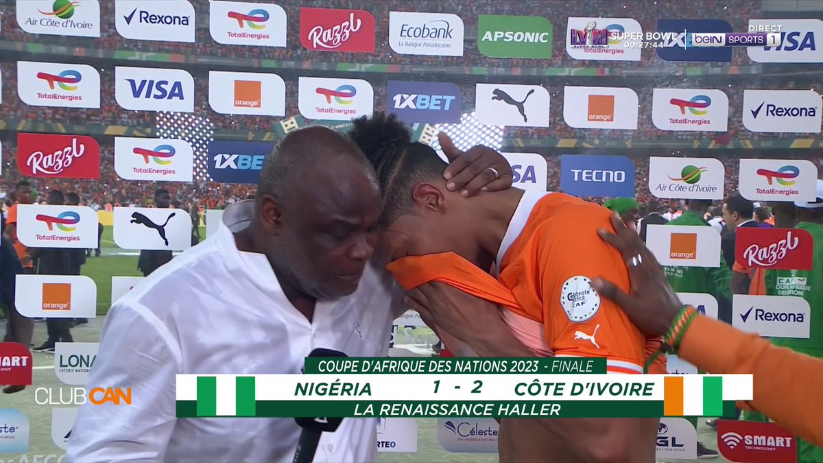 Sébastien Haller qui fond en larmes au micro de Basile Boli après tout ce qu’il a traversé. 🥺🇨🇮 GRAND CHAMPION ! 🙌