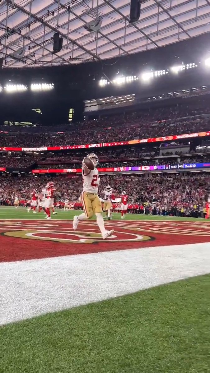 .Christian McCaffrey's wild first Super Bowl touchdown, coming right at ya. 📺: #SBLVIII on CBS 📱: Stream on #NFLPlus