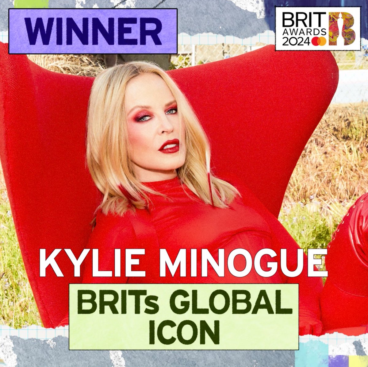 2024 #BRITs Global Icon winner... Kylie Minogue! the queen herself will also be taking the stage you won't wanna miss it tune in Sat 2 March x