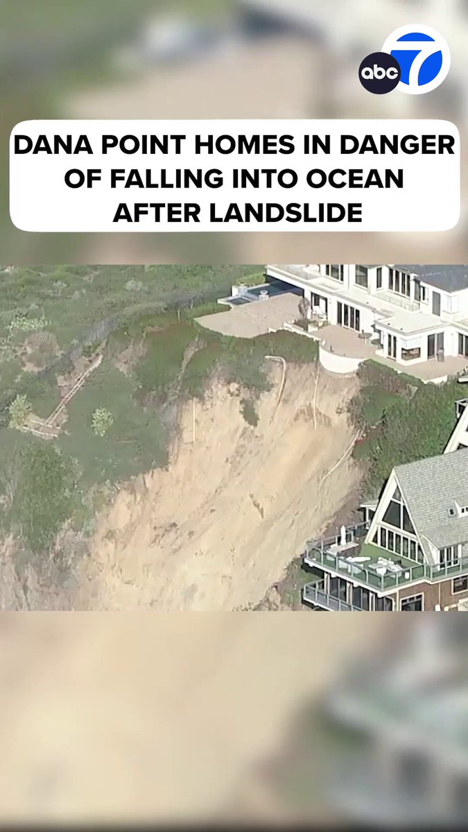 SCARY LANDSLIDE: Three large homes in Dana Point are in danger of falling into the ocean after a cliffside gave way over the weekend.