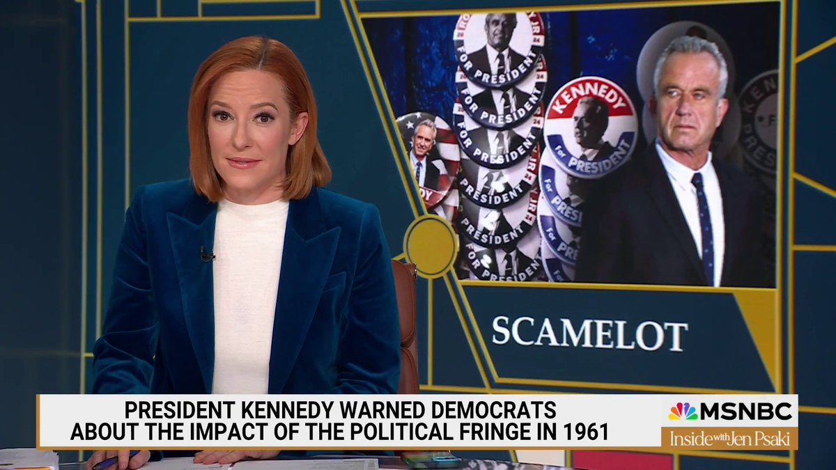 .Jen Psaki: "In a speech to Democrats back in 1961, President Kennedy issued a prescient warning about the dangers of conspiracy-minded members of the political fringe... Now, RFK Jr. has become the very thing that President Kennedy warned us about more than 6 decades ago."