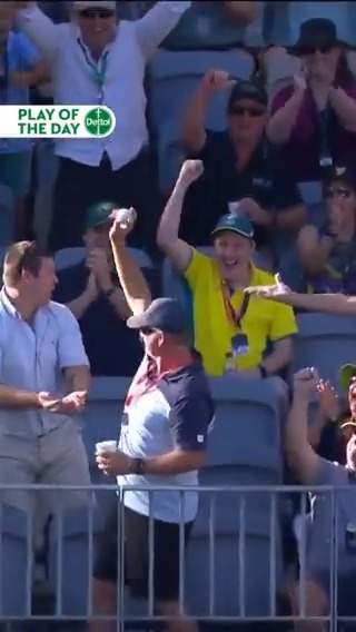 He didn't spill a drop of his drink either! #AUSvWI | #PlayOfTheDay
