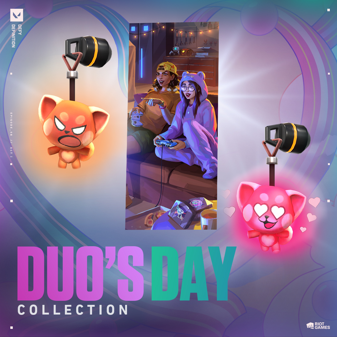 Log in and link up with a dynamic Gun Buddy, Sprays, and Player Cards to celebrate this Duo’s Day. (E-date or e-don’t, this little red panda switches things up when you shoot and lights up with love when your team’s rocking the same buddy)