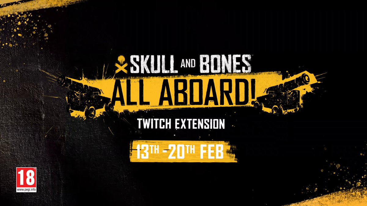 🏴☠️ Skull and Bones Twitch Extension is now live! From February 13 to 20, support your favorite captain and obtain exclusives rewards! 💀