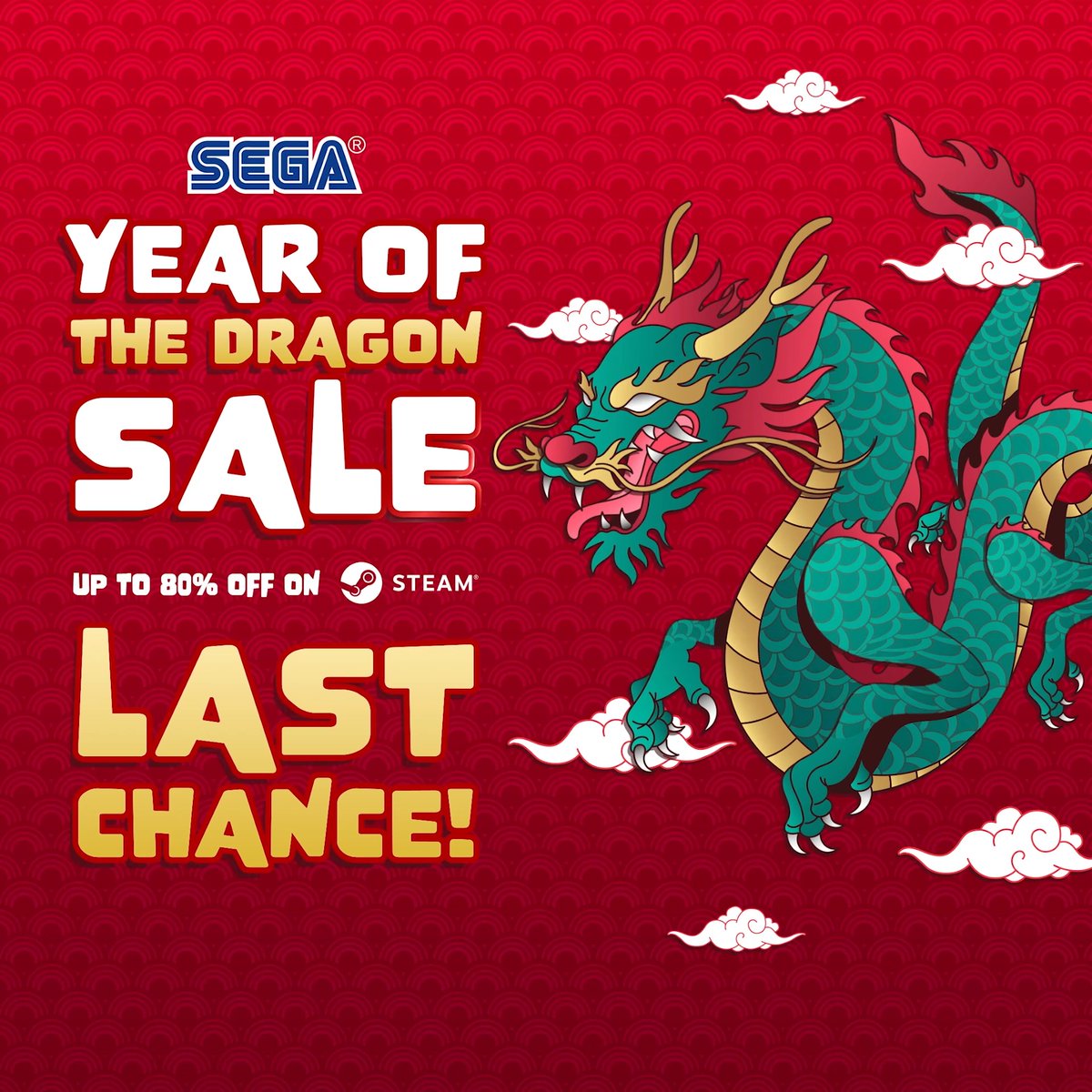 Last chance to grab some glorious deals in the Year of the Dragon steam sale! 🐲 Don’t drag-on, get up to 80% off right now on selected SEGA titles: