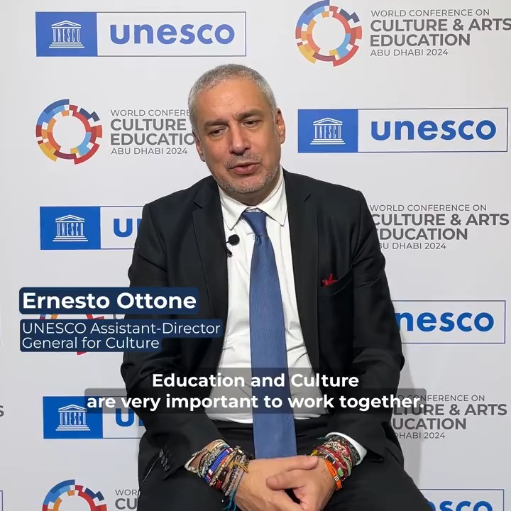 Why is it important consider #CultureEducation together? Because together, they form the glue that makes society more diverse and resilient. Ernesto Ottone R. shares a powerful message during the World Conference on Culture and Arts Education! More: