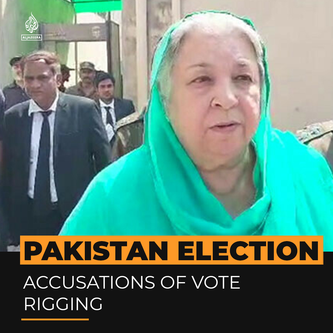 Jailed candidate Yasmin Rashid says she defeated Nawaz Sharif for a seat in Pakistan’s general election but that the results were manipulated. She is one of many candidates affiliated with Imran Khan’s PTI party who allege electoral interference ⤵️