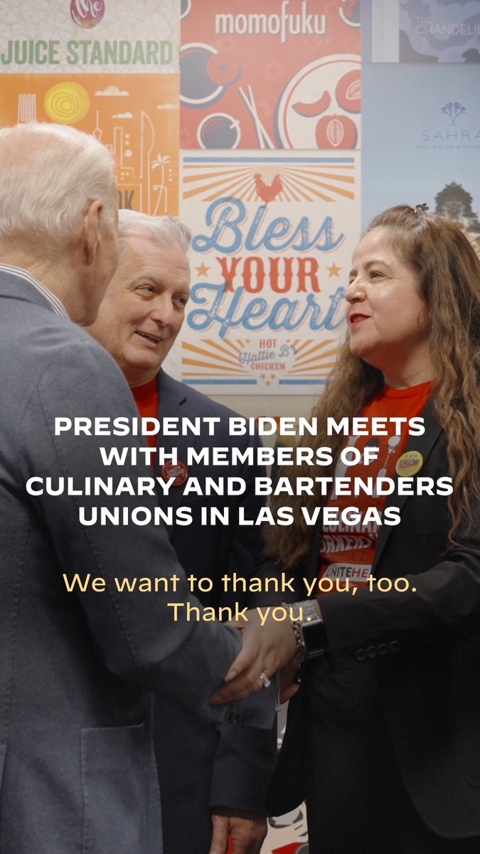 When unions do well, everybody does better. Thank you for having me, Culinary Local 226 and Bartenders Local 165.