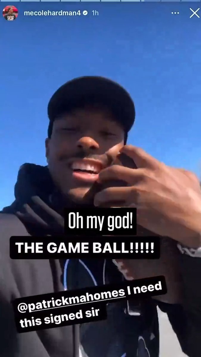 .Mecole Hardman Jr. finally got the ball from his game-winning overtime TD in #SBLVIII 🥹🏈 (via NFL on CBS 🏈)