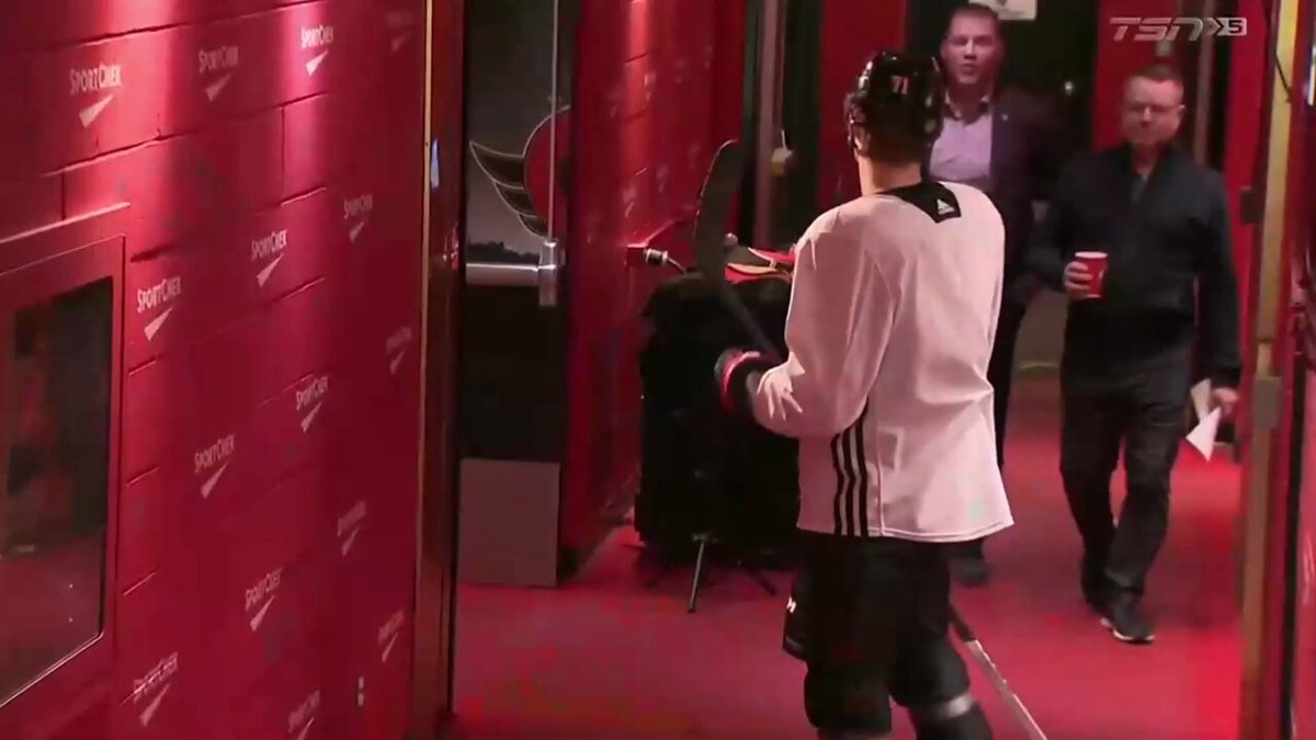 Chris Neil praised Ridly Greig for his empty-net clapper. #GoSensGo