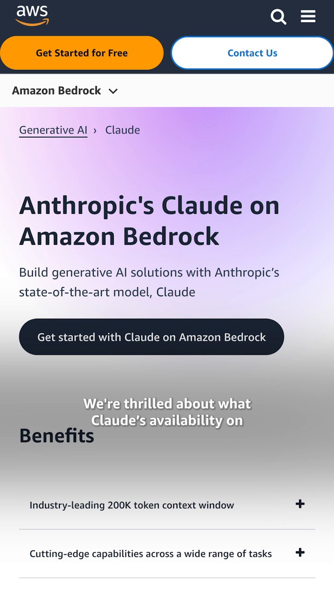 Amazon Bedrock is a fully managed service that makes it easy to build & scale #generativeAI apps with high-performing FMs, like Anthropic's Claude model. 💬 Learn what Claude in Amazon Bedrock can do for you. ☁️ #AWS #AI 🔗
