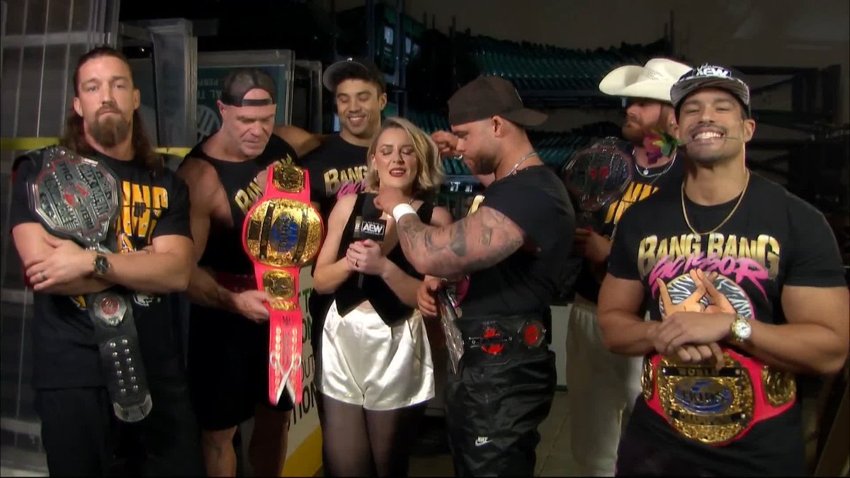 The Bang Bang Scissor Gang welcome Renee Paquette to the lounge, and set up a MASSIVE announcement for #AEWRampage this Friday! Watch #AEWDynamite LIVE on TBS! @jaywhitenz | ''Platinum'' Max Caster | Anthony Bowens | Austin Gunn | Kip Sopp | colten gunn