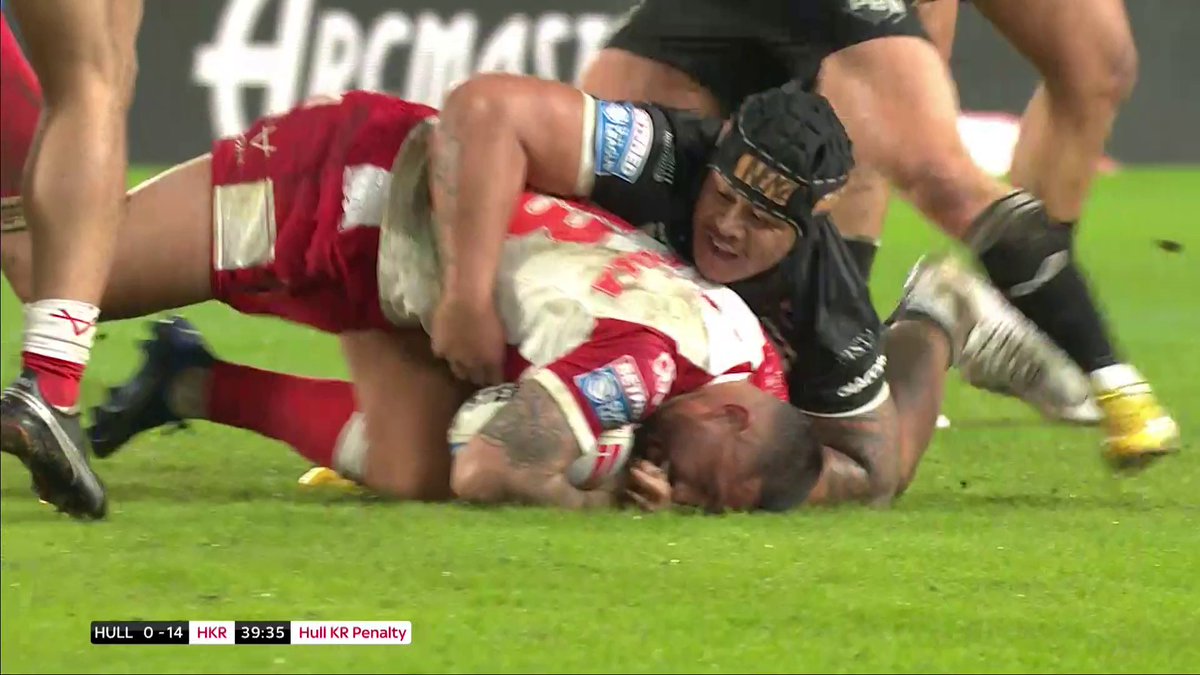 A swinging arm from Franklin Pele, see's Liam Moore issue a red card just before half time.