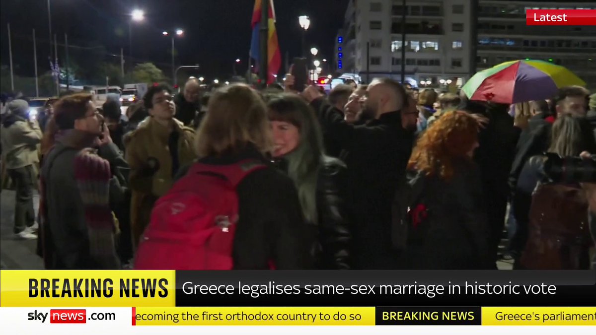 BREAKING: Greece has become the first Christian Orthodox-majority country to legalise same-sex marriage in a historic vote. 📺 Sky 501, Virgin 602, Freeview 233 and YouTube