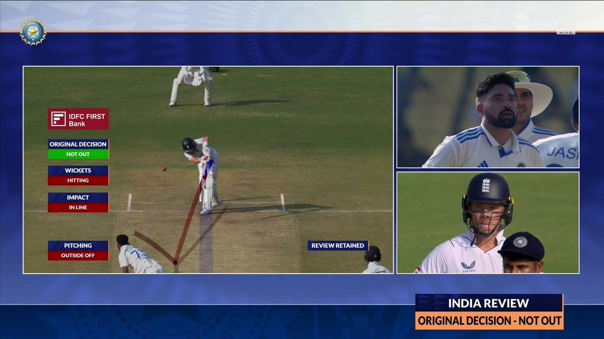 Ball tracking has it striking the top of leg stump and Ollie Pope is 𝗼𝘂𝘁 🏏 #INDvENG