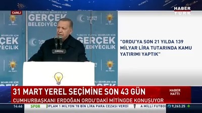 📍Cumhurbaşkanı Erdoğan Ordu'daki mitingde konuştu. 💬"Bizim olmadığımız bir büyükşehir belediyesi açık konuşuyorum, doğalgazı nasıl getirecek? Biz varsak doğalgaz var biz yoksak doğalgaz yok."