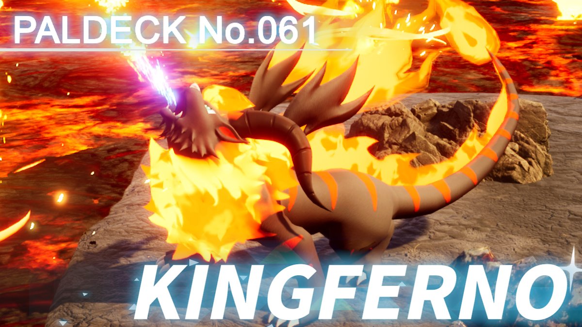 #Paldeck released! #Paldeck entry No. 061 is Kingferno, a Pal which prefers raw meat but its burning claws always burn the meat. Full Ver #Palworld #Pocketpair #STEAM