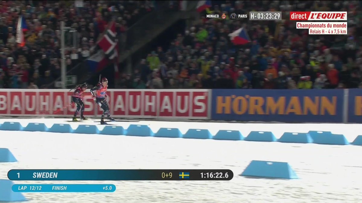 🇸🇪🇳🇴🇫🇷 La Suède remporte le relais devant la Norvège et la France ! #lequipeBIATHLON