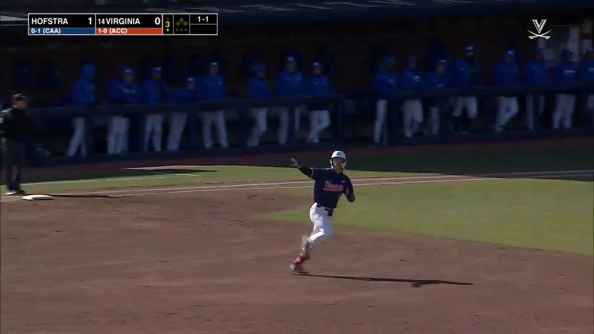 HOME RUN!!! First AB of the year for Luke Hanson leaves the yard! We're knotted up at 1 in the third! 📺: ACCNX | #GoHoos