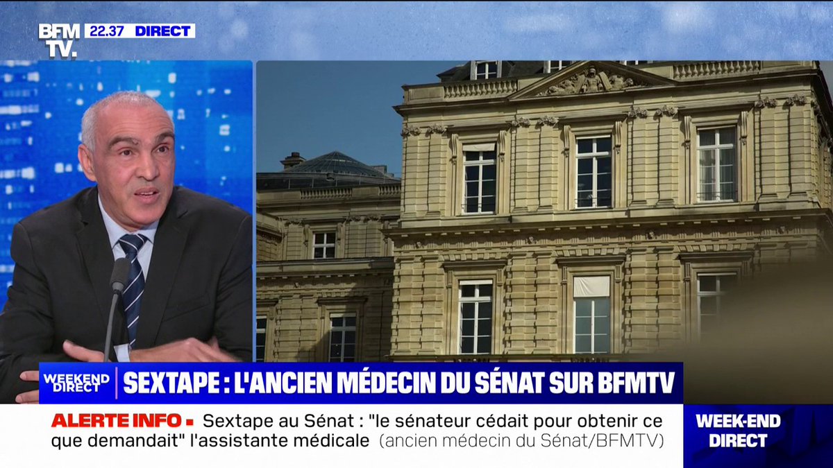 💬 "Je ne regrette pas" d'avoir alerté l'administration ➡ Licencié après avoir révélé l'existence d'une sextape au Sénat, El Hassan Lmahdi, ancien médecin de l'institution, témoigne sur BFMTV