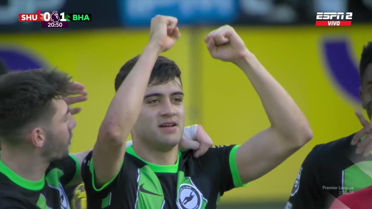 Facundo Buonanotte 🇦🇷 factura para el triunfo parcial 0-1 de Brighton ante Sheffield. Es el 3° gol en los últimos 5 partidos para el argentino 🔥