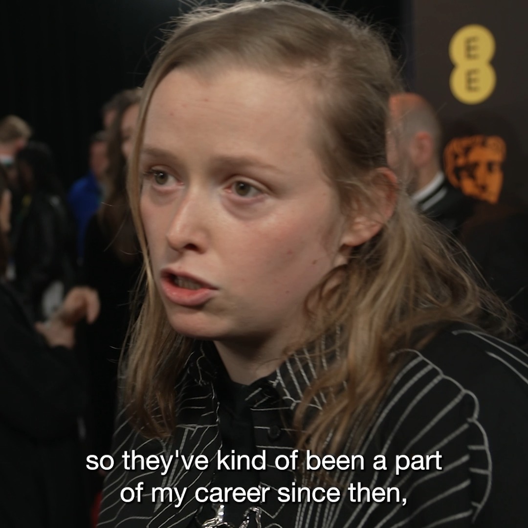BAFTA-nominated, BFI Film Academy alumni Charlotte Regan joins on the #EEBAFTAs red carpet with producer Theo Barrowclough. Scrapper was #BFIBacked with #NationalLottery funding. #EEBAFTAs