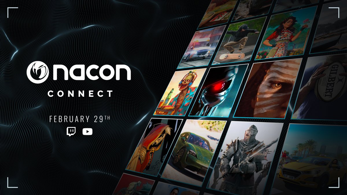 "Exciting news! 🎉 Nacon Connect returns for its 2024 edition! Join us live on Feb 29 at 7pm CET on YouTube Premiere and the Nacon Twitch channel. Get ready for updates on our 2024 projects, plus a few surprises! Don't miss out 🖥️🍿 – see you there! #NaconConnect