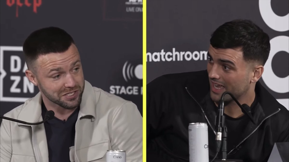 Josh Taylor and Jack Catterall going at it during today's press conference for their rematch on April 27th: "Why don't you go and phone the police again you grass?" [🎥 Matchroom Boxing]