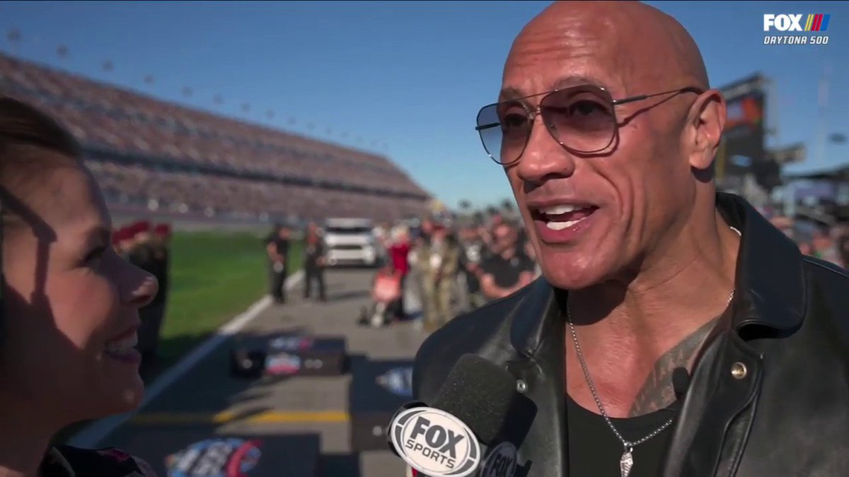 Grand Marshal Dwayne Dwayne Johnson Johnson talks with Jamie Little. #NASCAR #DAYTONA500 XFL