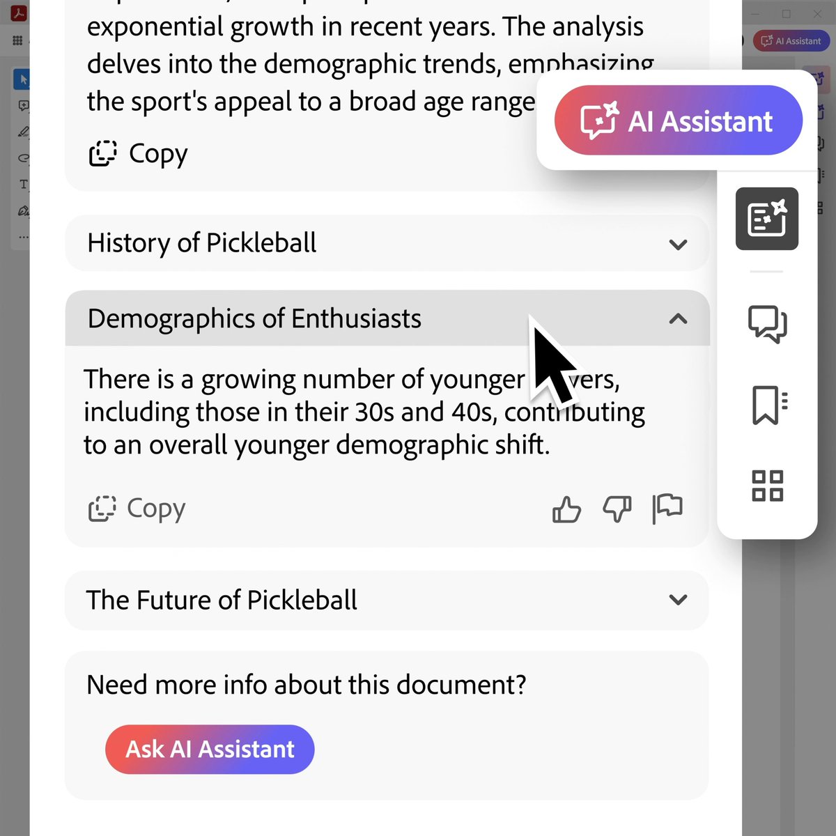 Unlock your new era of productivity 🔓 with the new AI Assistant (beta) in Adobe Acrobat. Now available on Acrobat desktop and web; coming soon to Reader. ✨ Learn more: