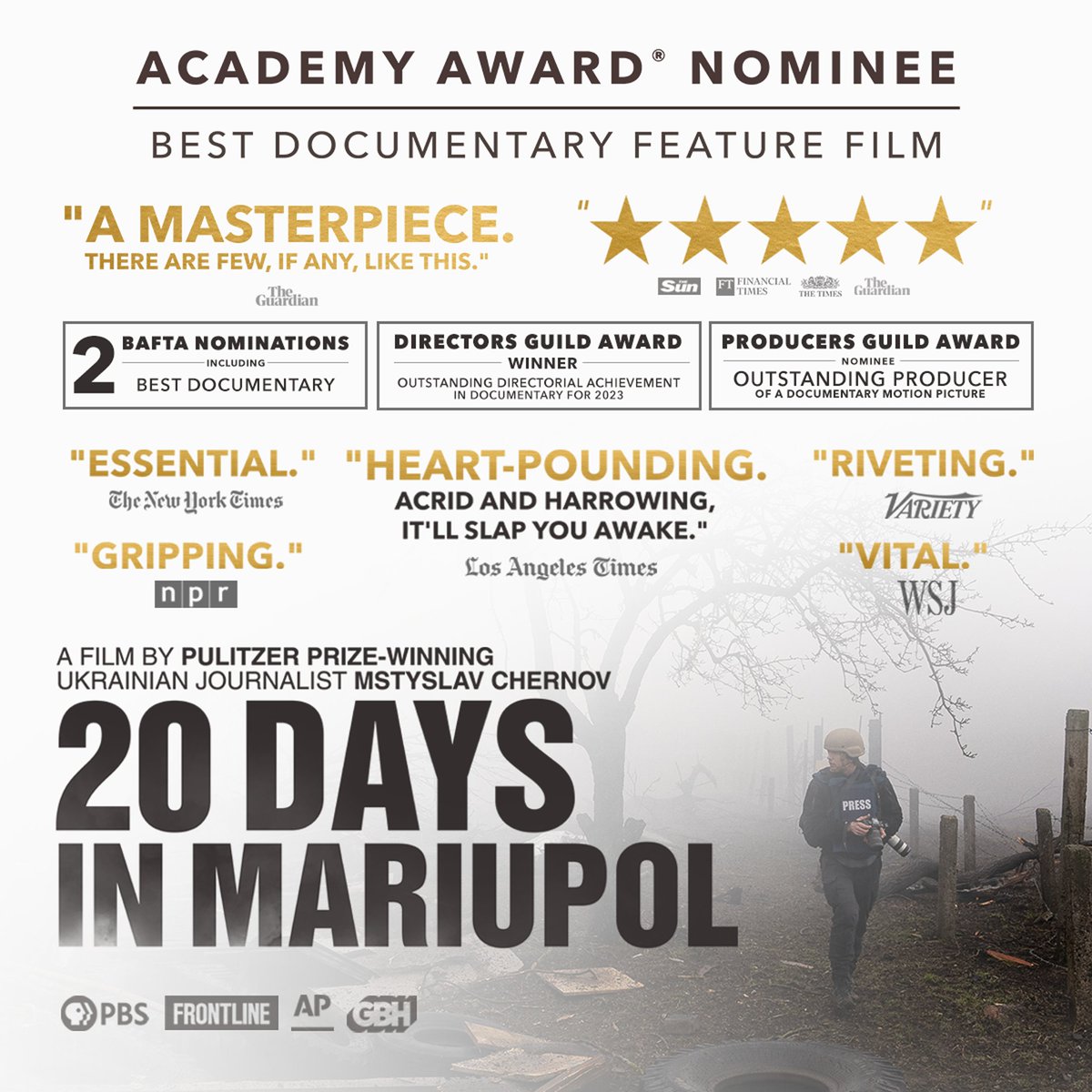 One of the most lauded films of the year, Oscar®-nominated documentary #20DaysInMariupol demands to be seen. Learn more: