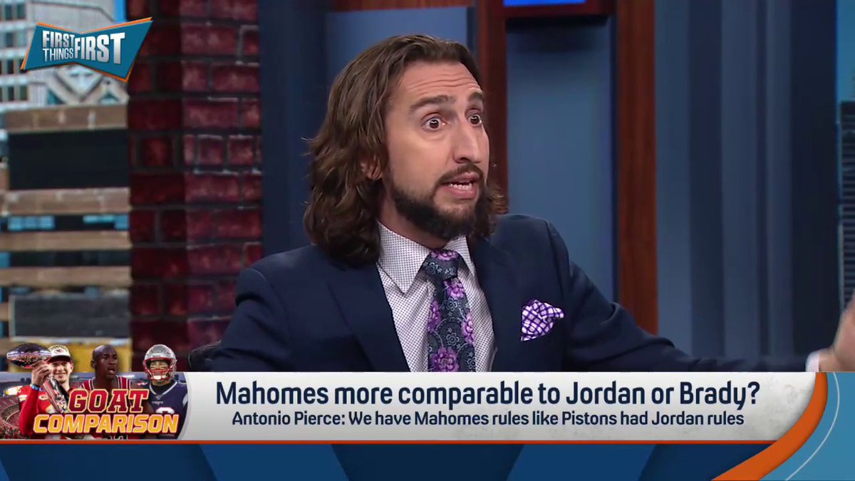 Is Mahomes more comparable to Jordan or Brady? "There is no comp for Patrick Mahomes. ... He is going to be the standard to which guys are held. He is not held to anyone's standard. He is Babe Ruth, he is Wayne Gretzky, he is Tiger Woods." — nick wright