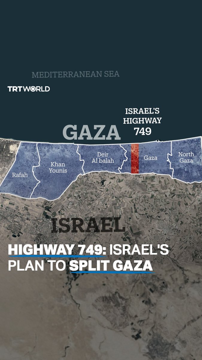 Highway 749: a new highway being built by Israeli forces to "re-occupy" besieged Gaza and restrict displaced Palestinians in southern Gaza from moving back to their homes in the north