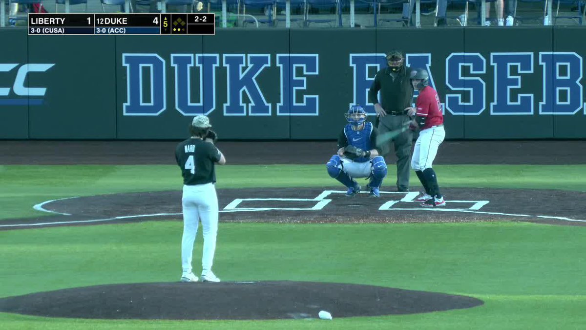.Gabriel Nard is cookin'. Three Ks in two scorless innings of relief. M5 | Duke 4, Liberty 1 | #BlueCollar