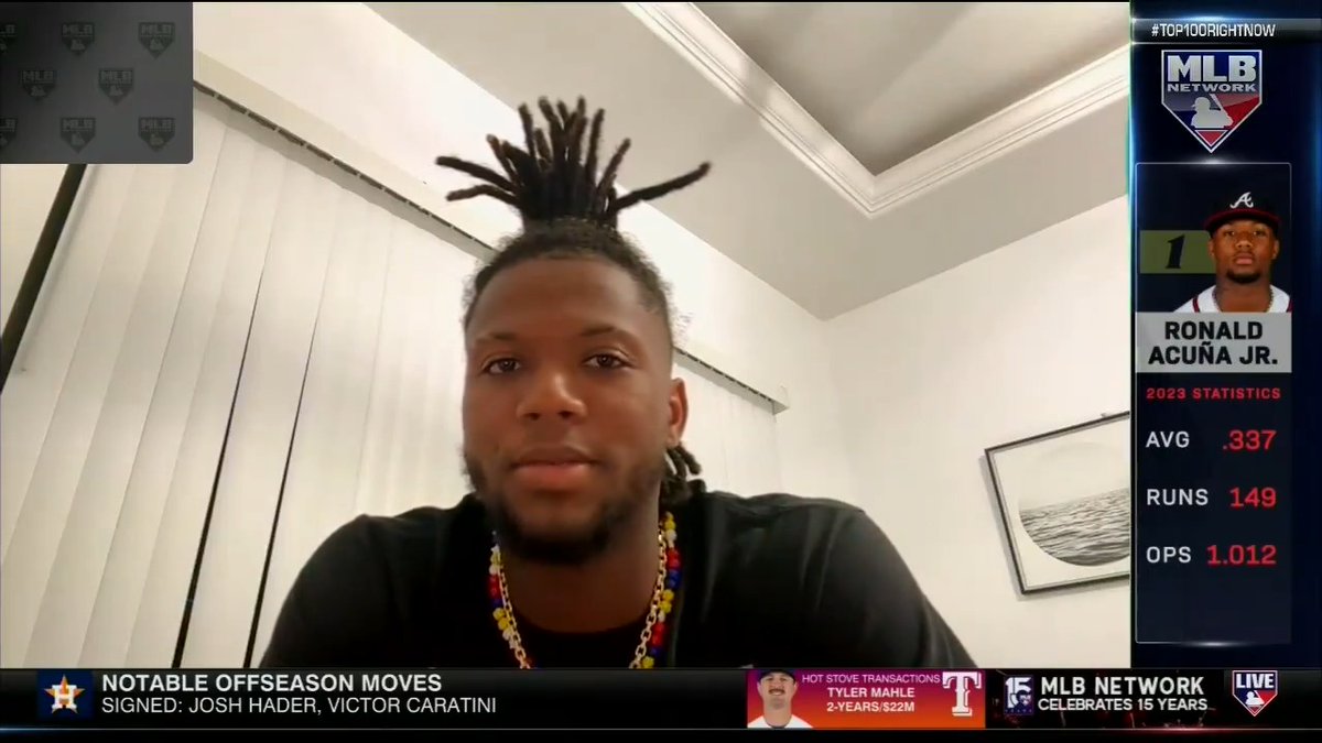 Rewriting the record books on the way to winning NL MVP 💪 Atlanta Braves phenom Ronald Acuña Jr. joins the show to talk about the honor of being #1 on the #Top100RightNow!