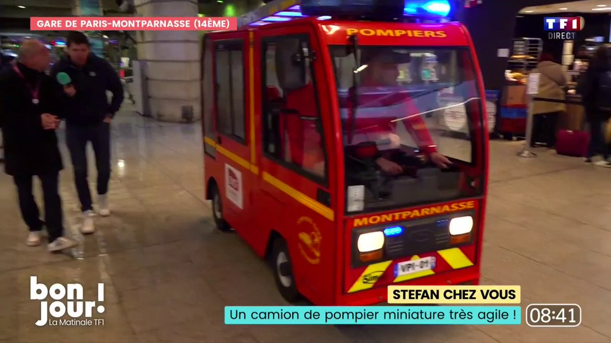 🚒 À la Gare Montparnasse, un mini camion de pompier unique au monde vadrouille quotidiennement ! Stefan Etcheverry vous emmène le découvrir dans #BonjourLaMatinaleTF1