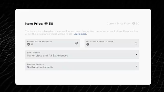 Dynamic Price Floors are a new way of pricing items on the #Roblox Avatar Marketplace, rolling out today. Rather than making a set price for an item, Creators will have to control an item's price by specifying how much the want the item to be above or below the price floor.