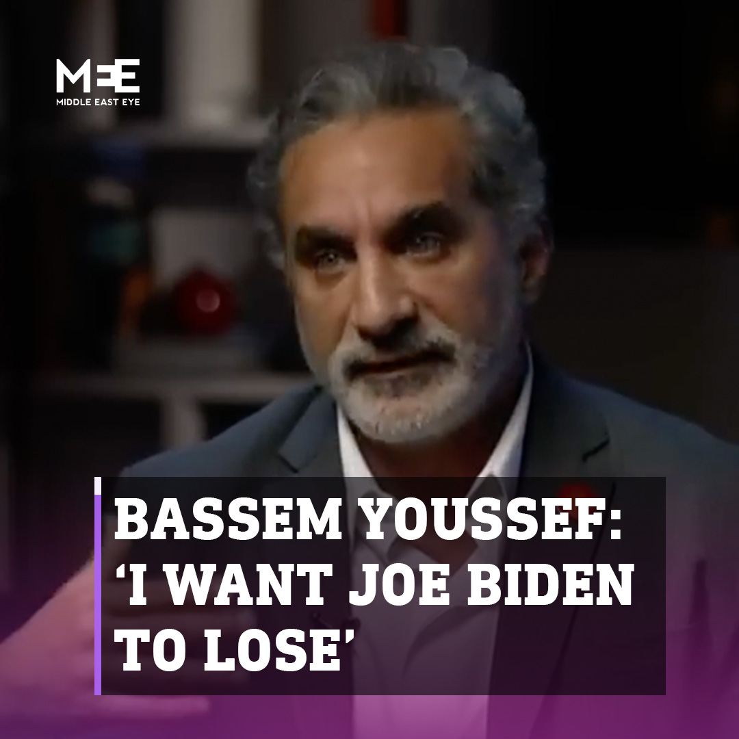 During an interview with the BBC aired on 16 February, Egyptian-American comedian Bassem Youssef criticised the West’s support for Israel and emphasised that he wants US President Joe Biden to lose the 2024 presidential election over his pro-Israel policies.