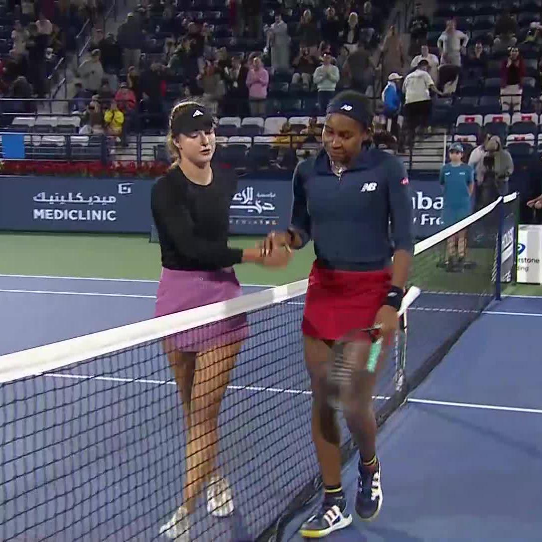 From qualifying to the semifinals 🔥 Anna Kalinskaya stuns No.3 seed Gauff 2-6, 6-4, 6-2 and will face world No.1 Swiatek for a place in the Dubai final! #DDFTennis