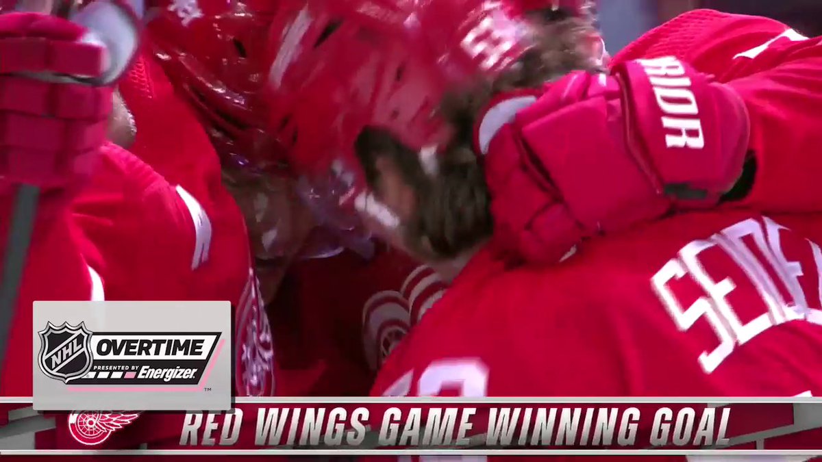 SHOWTIME 🎬 Patrick Kane (Patrick Kane) buries his first Energizer OT winner with the Detroit Red Wings!