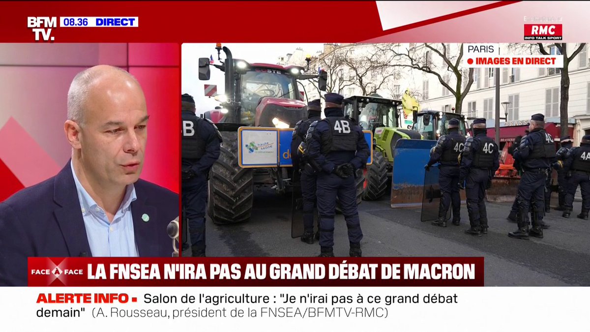 💬 "Qui peut imaginer que les conditions du dialogue soient réunies?" Arnaud Rousseau (FNSEA) réagit à la présence des Soulèvements de la Terre au Salon de l'agriculture