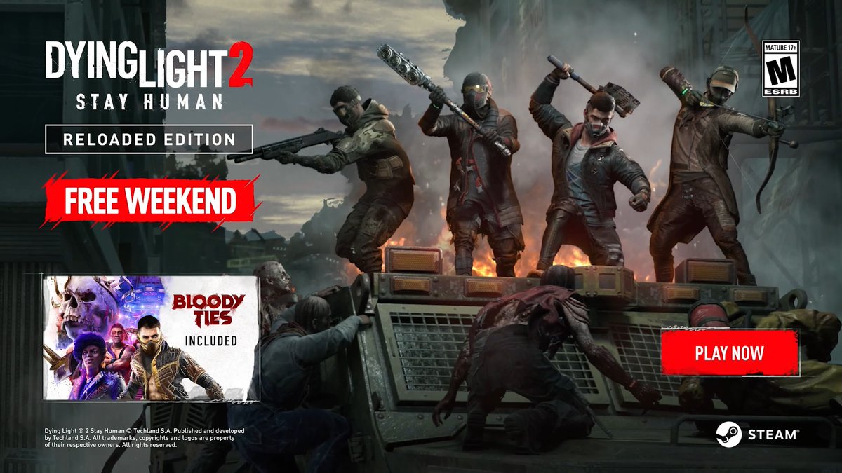 We invite ALL OF YOU to celebrate our 2nd anniversary! Try Dying Light 2 Stay Human during the Steam Free Weekend and experience out our biggest update yet! Parkour! Outrun the zombies! Wreak havoc with an arsenal of weapons, including firearms! 🎉 🧟 🧟