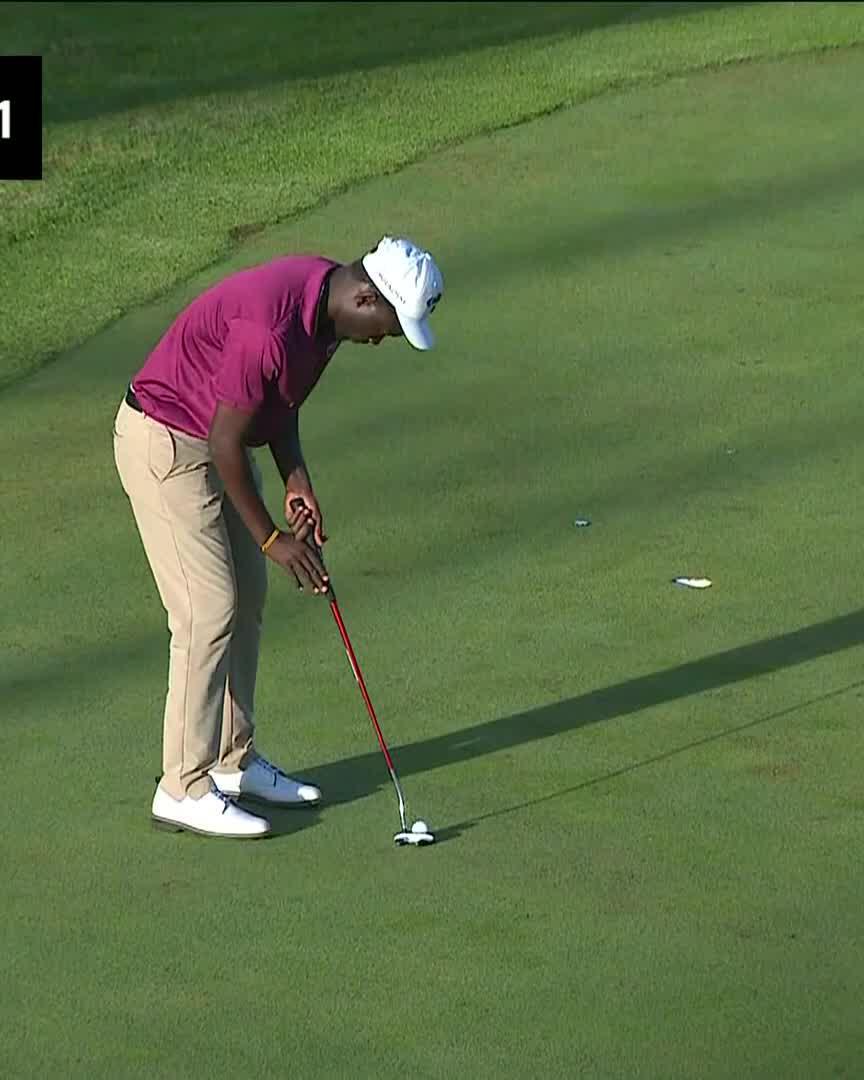 "That is just brilliant" 👏 Ugandan Ronald Rugumayo makes the cut courtesy of this birdie at the 18th! 🇺🇬 #MKO2024